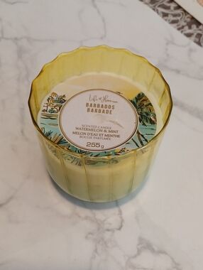 4/$40 New Yellow Glass Jar "Barbados" Scented Candle - 255 g